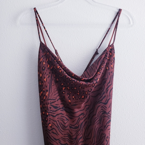 ASTR The Label Gaia Brown Animal Slip Midi Dress - Picture 3 of 10